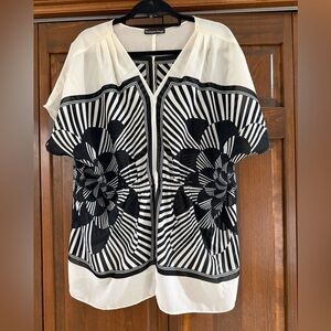 Anthropologie Black and White Floral Blouse
